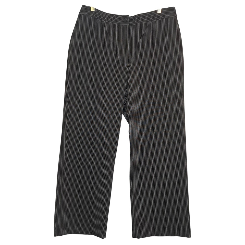 Chico's Pinstripe Trousers Women 3 Short XL Black Career Office Business Casual